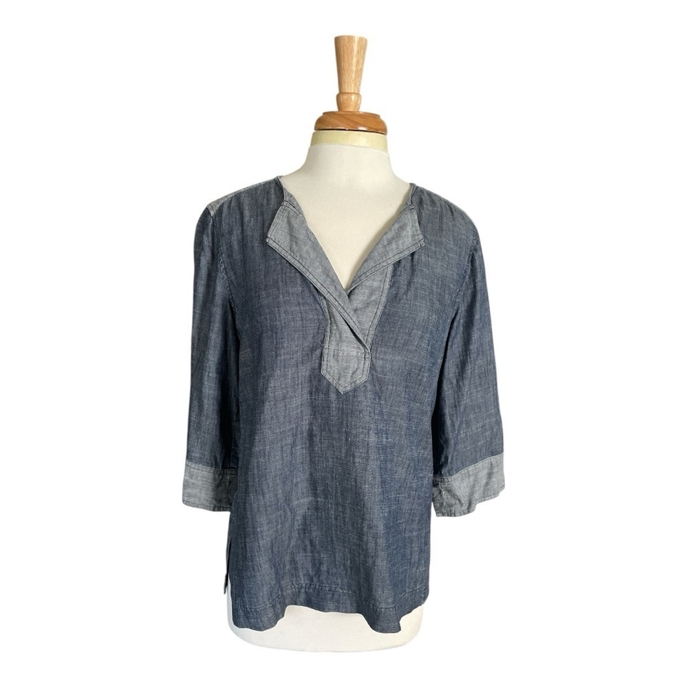 Trina Turk 3/4 Sleeve Blue Tunic